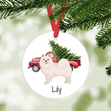 Load image into Gallery viewer, American Eskimo ornament personalized