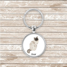 Load image into Gallery viewer, Birman cat keychain personalized