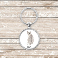 Load image into Gallery viewer, Burmilla cat keychain personalized