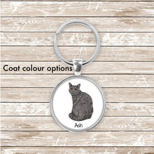 Load image into Gallery viewer, Chartreux cat keychain personalized