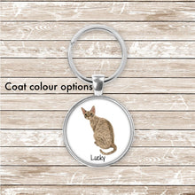 Load image into Gallery viewer, Devon Rex cat keychain personalized