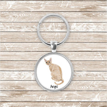Load image into Gallery viewer, Devon Rex cat keychain personalized
