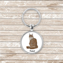 Load image into Gallery viewer, Norwegian Forest cat keychain personalized