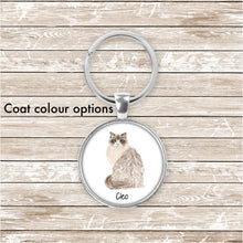 Load image into Gallery viewer, Ragdoll cat keychain personalized