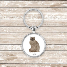 Load image into Gallery viewer, Ragdoll cat keychain personalized