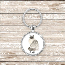 Load image into Gallery viewer, Ragdoll cat keychain personalized