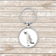Load image into Gallery viewer, Siamese cat keychain personalized