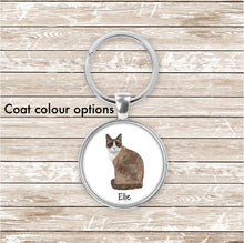 Load image into Gallery viewer, Snowshoe cat keychain personalized