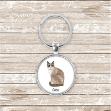 Load image into Gallery viewer, Snowshoe cat keychain personalized