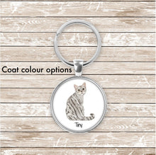 Load image into Gallery viewer, Domestic shorthair tabby cat keychain personalized