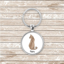 Load image into Gallery viewer, Abyssinian cat keychain personalized