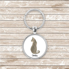Load image into Gallery viewer, Abyssinian cat keychain personalized