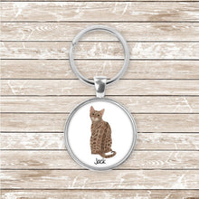 Load image into Gallery viewer, Bengal cat keychain personalized