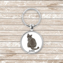 Load image into Gallery viewer, British Shorthair cat keychain personalized