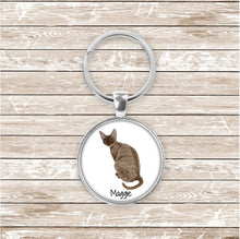 Load image into Gallery viewer, Devon Rex cat keychain personalized