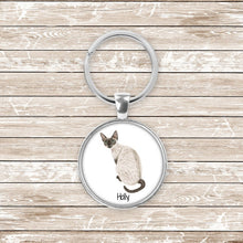 Load image into Gallery viewer, Devon Rex cat keychain personalized