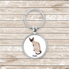 Load image into Gallery viewer, Devon Rex cat keychain personalized