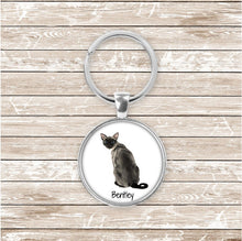 Load image into Gallery viewer, Siamese cat keychain personalized