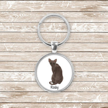 Load image into Gallery viewer, Sphynx cat keychain personalized