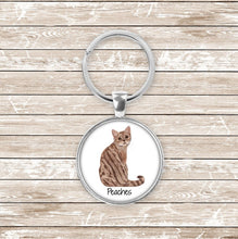 Load image into Gallery viewer, Domestic shorthair tabby cat keychain personalized