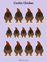 Load image into Gallery viewer, Cochin chicken vinyl sticker sheet