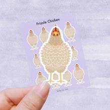 Load image into Gallery viewer, Frizzle chicken vinyl sticker sheet