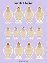 Load image into Gallery viewer, Frizzle chicken vinyl sticker sheet