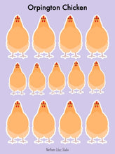 Load image into Gallery viewer, Orpington chicken vinyl sticker sheet