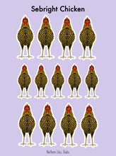 Load image into Gallery viewer, Sebright chicken vinyl sticker sheet