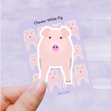 Load image into Gallery viewer, Chester White Pig vinyl sticker sheet