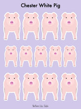 Load image into Gallery viewer, Chester White Pig vinyl sticker sheet