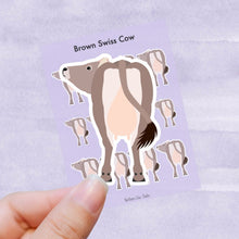 Load image into Gallery viewer, Brown Swiss Cow vinyl sticker sheet