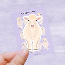 Load image into Gallery viewer, Charolais Cow vinyl sticker sheet