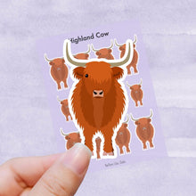Load image into Gallery viewer, Highland Cow vinyl sticker sheet