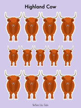 Load image into Gallery viewer, Highland Cow vinyl sticker sheet