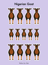 Load image into Gallery viewer, Nigerian Dwarf Goat vinyl sticker sheet