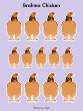 Load image into Gallery viewer, Brahma chicken vinyl sticker sheet