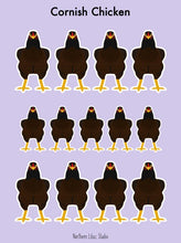 Load image into Gallery viewer, Cornish chicken vinyl sticker sheet
