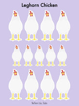 Load image into Gallery viewer, Leghorn chicken vinyl sticker sheet