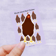 Load image into Gallery viewer, Rhode Island Red chicken vinyl sticker sheet