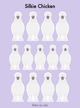 Load image into Gallery viewer, Silkie chicken vinyl sticker sheet