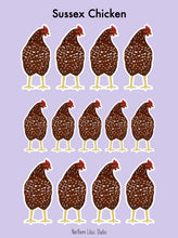 Load image into Gallery viewer, Sussex chicken vinyl sticker sheet