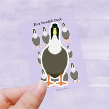 Load image into Gallery viewer, Blue Swedish duck vinyl sticker sheet