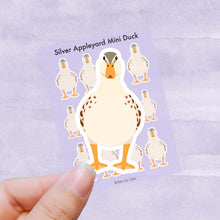 Load image into Gallery viewer, Silver Appleyard Mini duck vinyl sticker sheet