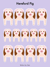 Load image into Gallery viewer, Hereford Pig vinyl sticker sheet
