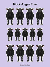 Load image into Gallery viewer, Black Angus Cow vinyl sticker sheet