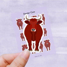 Load image into Gallery viewer, Dexter Cow vinyl sticker sheet