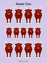 Load image into Gallery viewer, Dexter Cow vinyl sticker sheet