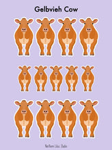 Load image into Gallery viewer, Gelbvieh Cow vinyl sticker sheet