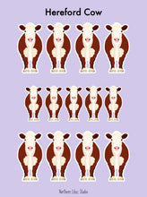 Load image into Gallery viewer, Hereford Cow vinyl sticker sheet